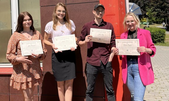 Koło Naukowe PRISON - penitencjarne koło naukowe studentów UZ: Julia Różańska, Justyna Mróz, Jakub Rej, Nikola Dziębór, fot. organizator   