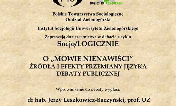 SOCJO/logicznie o „Mowie Nienawiści” – debata na UZ