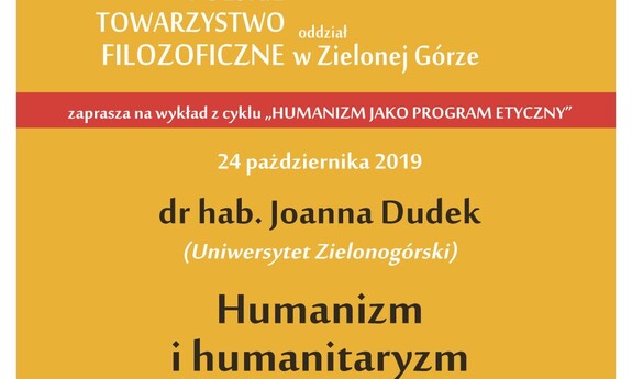 Zapraszamy na wykład:  Humanizm i humanitaryzm – wprowadzenie